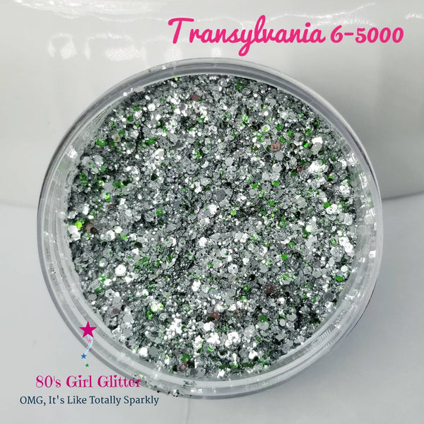 Transylvania 6-5000 - Glitter - Silver Glitter - Green and Silver Glitter Mix - Tumbler Glitter
