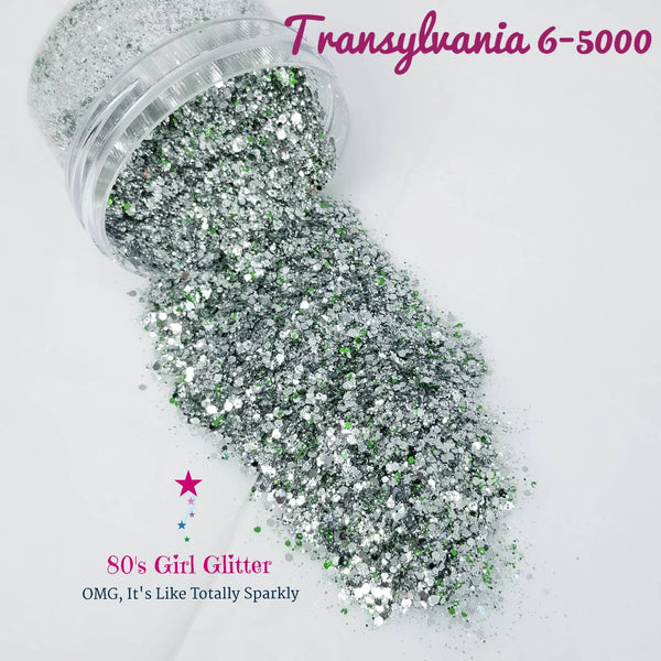 Transylvania 6-5000 - Glitter - Silver Glitter - Green and Silver Glitter Mix - Tumbler Glitter