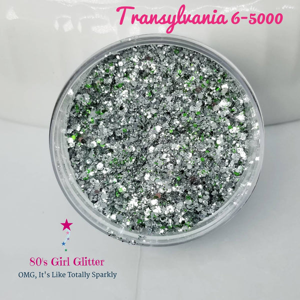Transylvania 6-5000 - Glitter - Silver Glitter - Green and Silver Glitter Mix - Tumbler Glitter