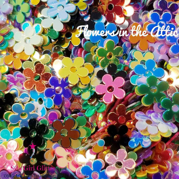 Flowers in the Attic - Glitter - Glitter Shapes - 3-D Holographic Flower Glitter Shapes