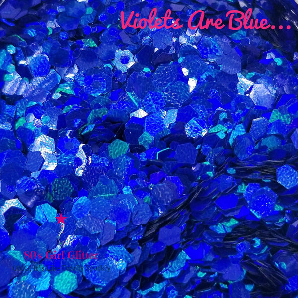 Violets Are Blue...- Glitter - Blue Glitter - Blue Holographic Color Shifting Chunky Glitter Mix