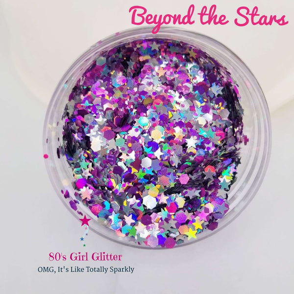 Beyond the Stars - Glitter - Glitter Shapes - Silver Star Glitter - Pink and Silver Chunky  Glitter