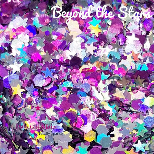 Beyond the Stars - Glitter - Glitter Shapes - Silver Star Glitter - Pink and Silver Chunky  Glitter
