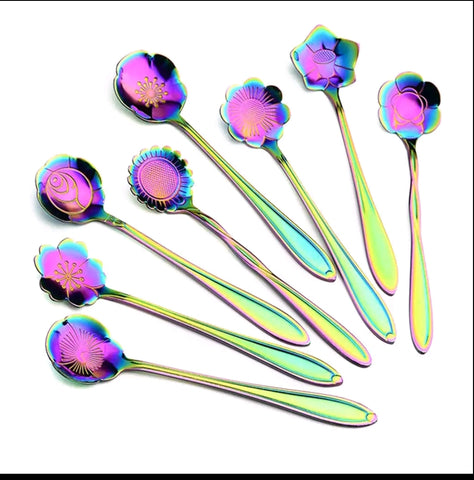Flower Glitter Spoons - Metal Spoons