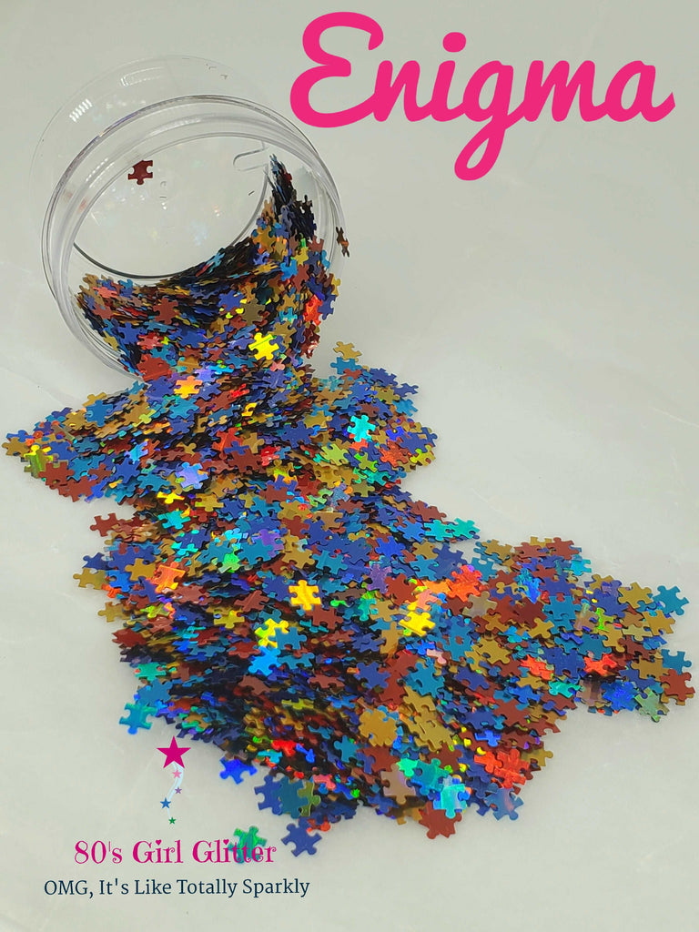 Enigma - Glitter - Puzzle Shaped Glitter - Autism Awareness – 80's