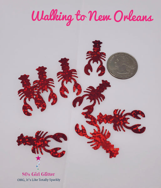 Walking to New Orleans - Glitter - Glitter Shapes - Red Holographic Crawfish Glitter