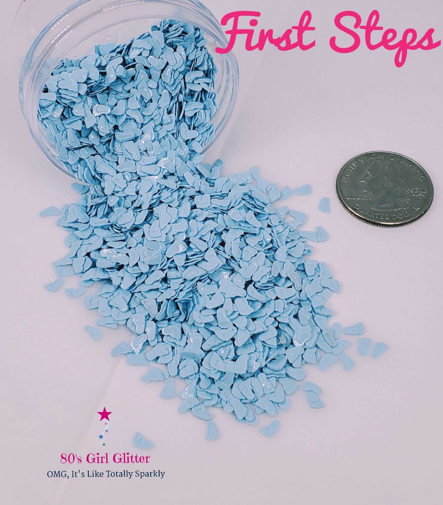 First Steps - Glitter Shapes - Matte 3-D Baby Feet Shaped Glitter