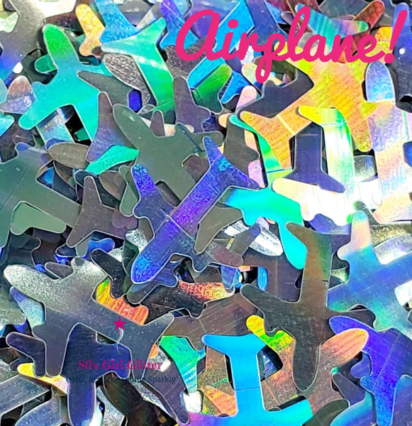 Airplane! - Glitter - Glitter Shapes - Airplane Holographic Glitter Shapes
