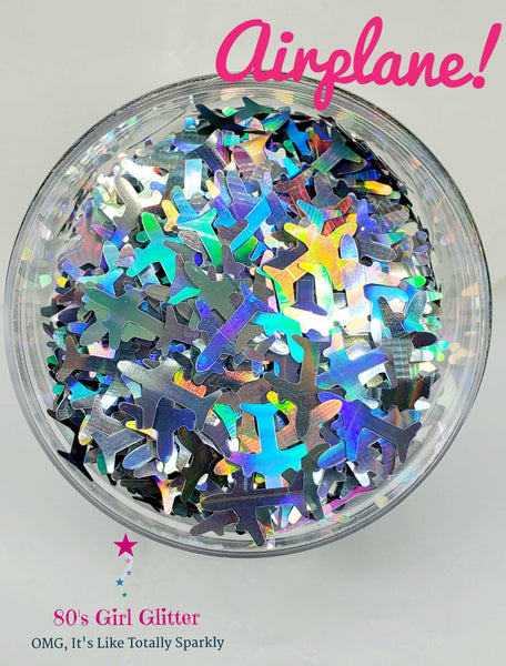 Airplane! - Glitter - Glitter Shapes - Airplane Holographic Glitter Shapes