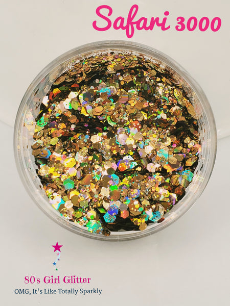 Safari 3000 - Glitter - Dark Gold Holographic Chunky Glitter Mix