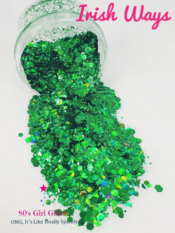 Irish Ways - Glitter - Green Glitter - Green Holographic Chunky Glitter Mix