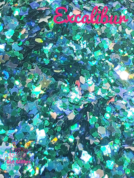 Excalibur - Glitter - Green Glitter - Green Holographic Chunky Glitter
