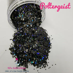 Poltergeist - Glitter - Black Glitter - Black and Silver Holographic Chunky Glitter - 80's Girl Glitter