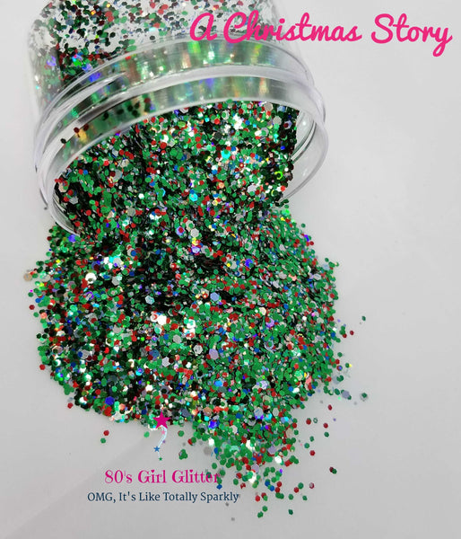 A Christmas Story - Glitter - Green and Red Chunky Holographic Glitter - 80's Girl Glitter