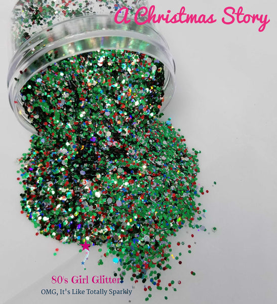 A Christmas Story - Glitter - Green and Red Chunky Holographic Glitter - 80's Girl Glitter