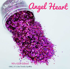 Angel Heart - Glitter - Pink Holographic Chunky Glitter - 80's Girl Glitter