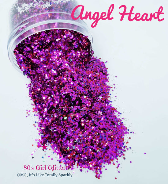 Angel Heart - Glitter - Pink Holographic Chunky Glitter - 80's Girl Glitter