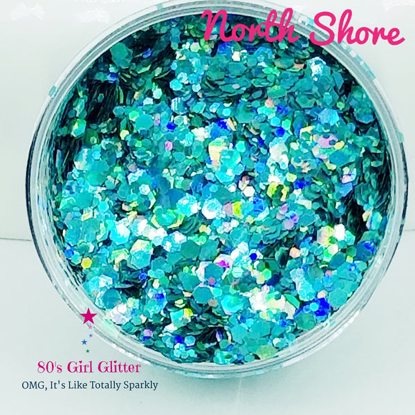 North Shore - Glitter - Green Glitter - Teal Green Hexagonal Holographic Glitter