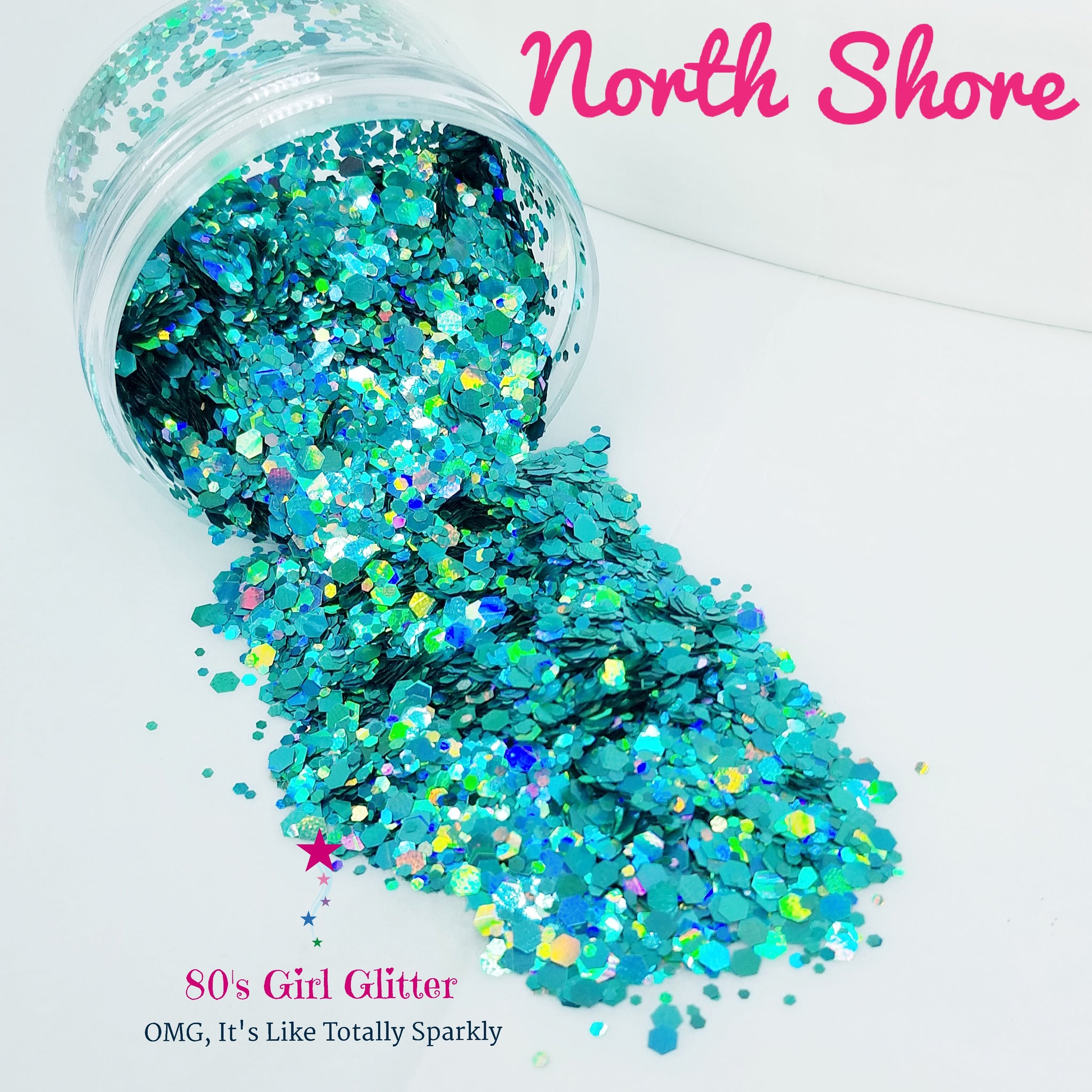 North Shore - Glitter - Green Glitter - Teal Green Hexagonal Holographic Glitter