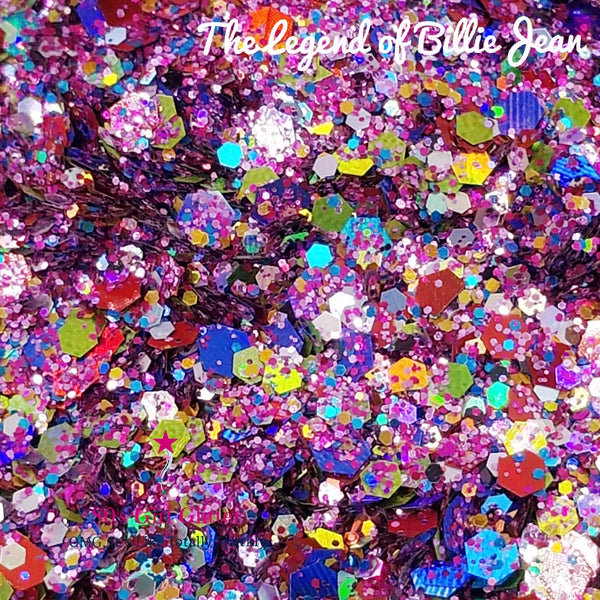 The Legend of Billie Jean - Glitter - Pink Glitter - Pink, Red, Blue, and Gold Holographic Glitter