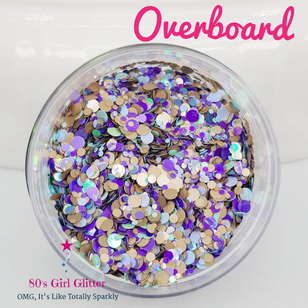 Overboard - Glitter - Glitter Shapes - Glitter Dots - Purple Aqua Matte Tan Glitter Dot Mix