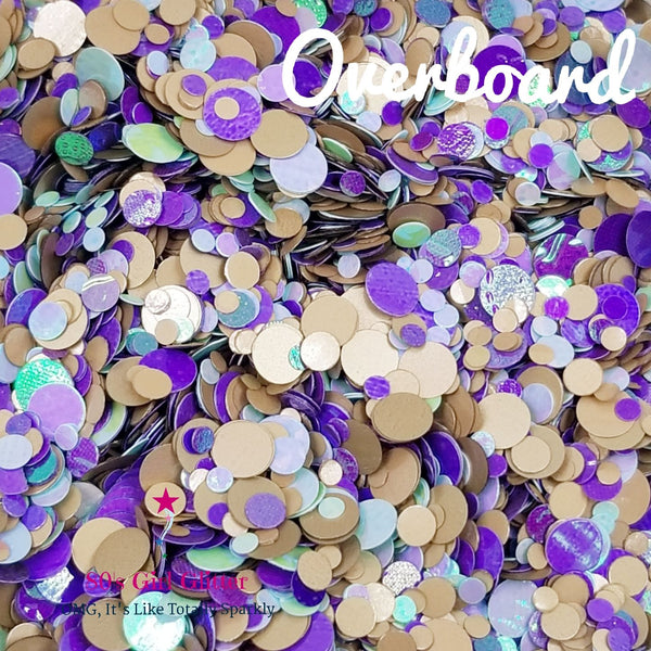 Overboard - Glitter - Glitter Shapes - Glitter Dots - Purple Aqua Matte Tan Glitter Dot Mix