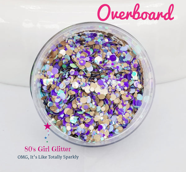 Overboard - Glitter - Glitter Shapes - Glitter Dots - Purple Aqua Matte Tan Glitter Dot Mix