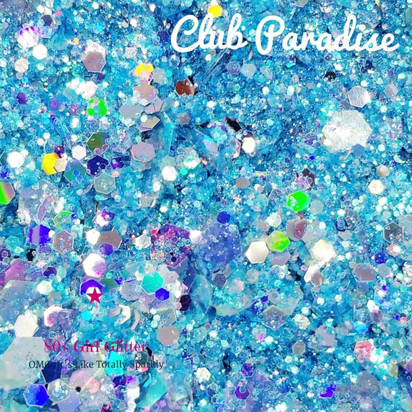 Club Paradise - Glitter - Aqua Blue Glitter - Aqua Holographic Chunky Glitter Mix