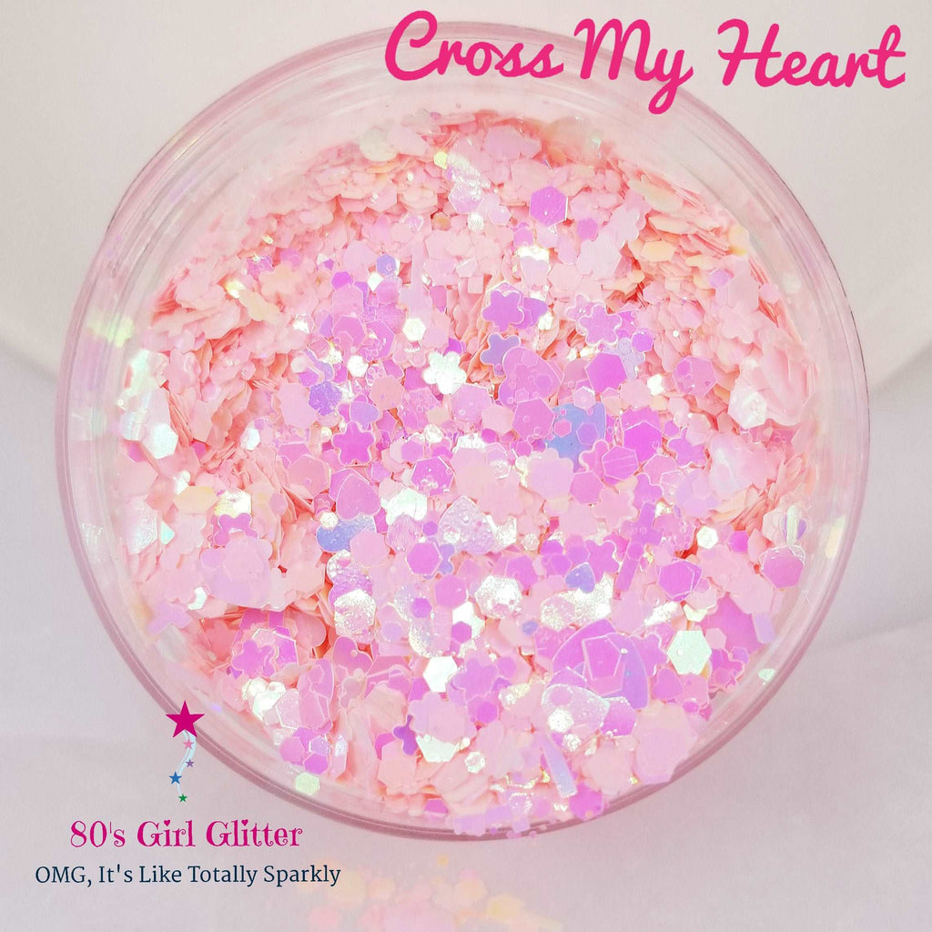 Cross My Heart - Glitter - Pink Glitter - Pink Opalescent Chunky Glitt –  80's Girl Glitter