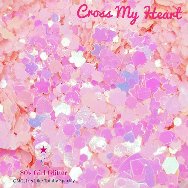 Cross My Heart - Glitter - Pink Glitter - Pink Opalescent Chunky Glitter Mix