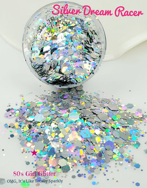 Silver Dream Racer - Glitter - Silver Holographic Chunky Mix