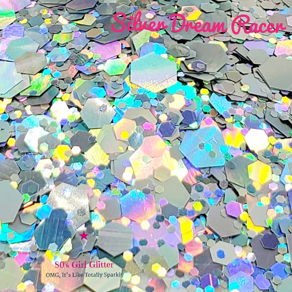 Silver Dream Racer - Glitter - Silver Holographic Chunky Mix