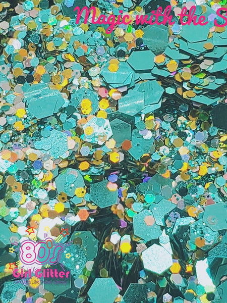 Magic with the Stars - Glitter - Aqua Glitter - Aqua Chunky Glitter Mix