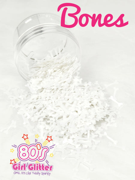 Bones - Glitter - Glitter Shapes - White Bone Shaped Glitter