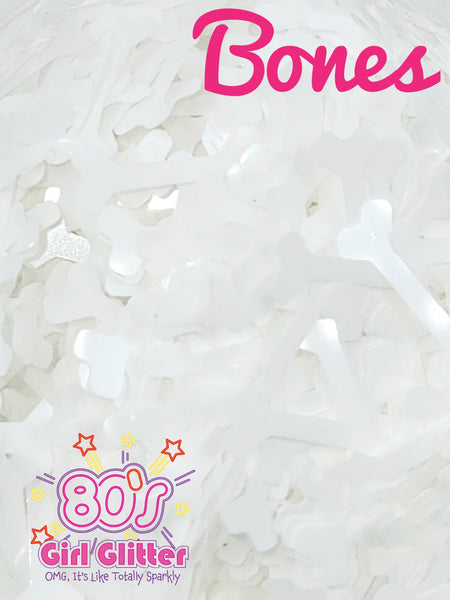 Bones - Glitter - Glitter Shapes - White Bone Shaped Glitter