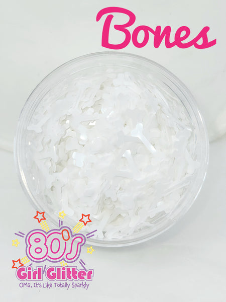 Bones - Glitter - Glitter Shapes - White Bone Shaped Glitter